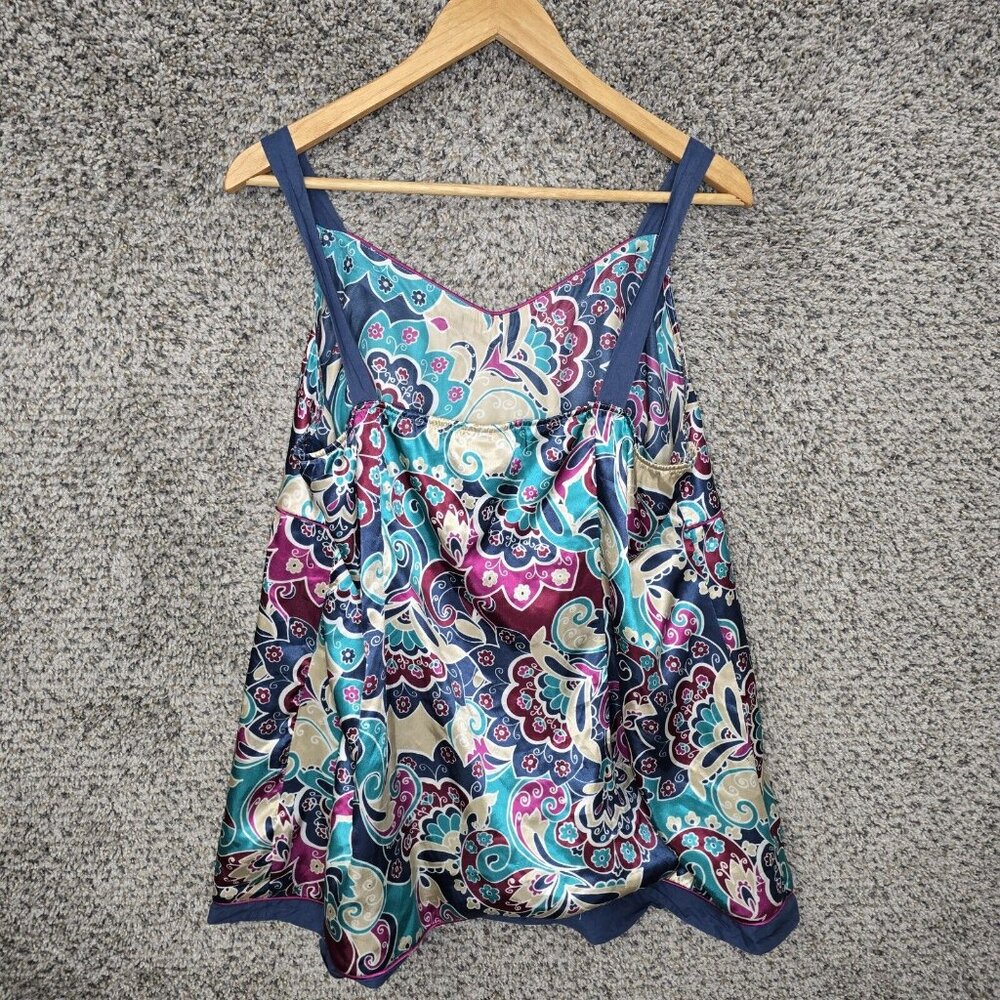 Lane Bryant Top Womens Plus 18 Blue Satin Sleeveless Blouse Zip Casual Ladies - Picture 7 of 7